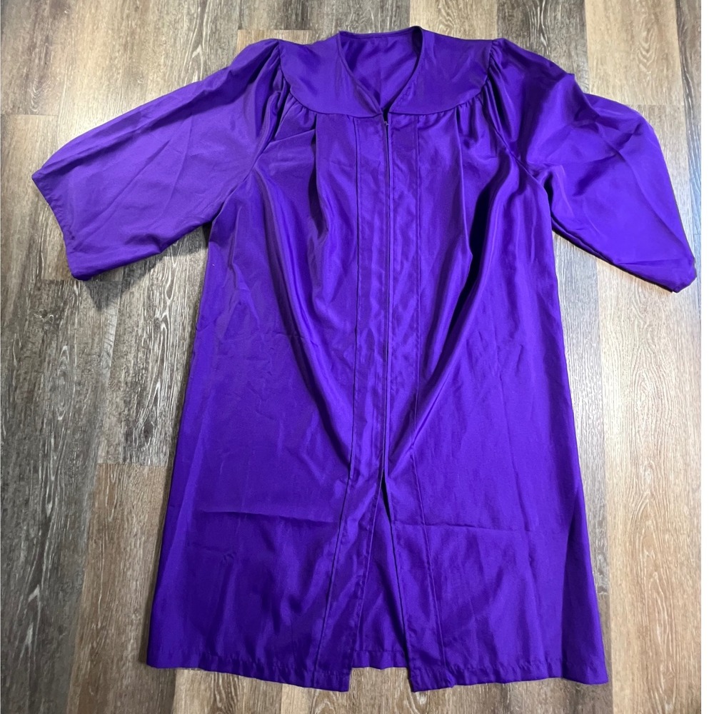 Unbranded Graduation Gown Unisex Adult Purple Matte Pleated Robe